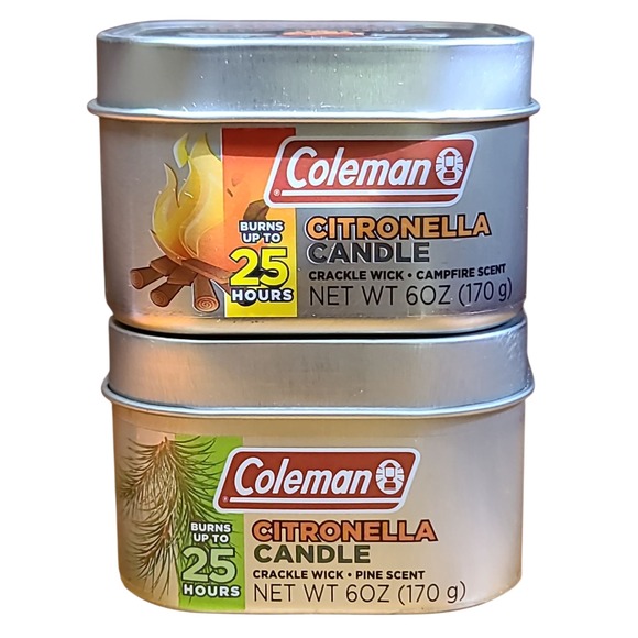 Coleman Other - Coleman Citronella Candle Crackle Wick Pine Campfire Scent 6oz Set of 2 NEW